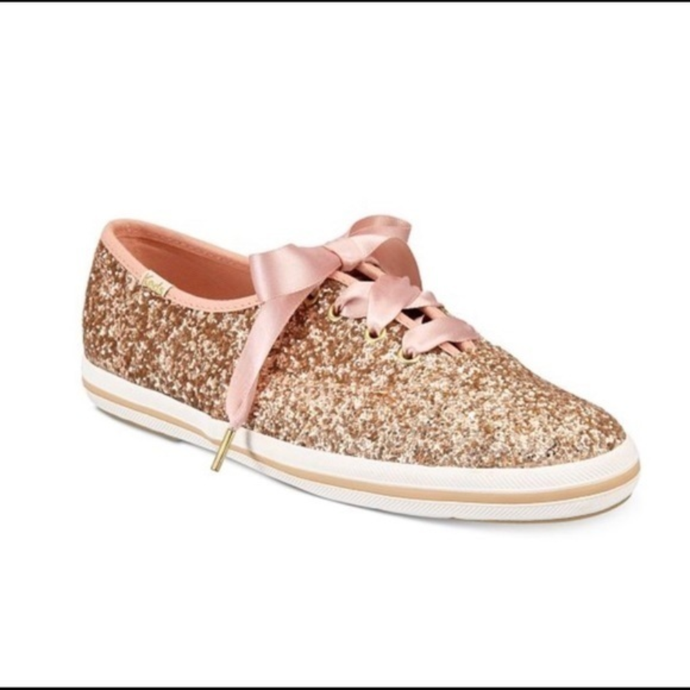 Kate Spade Keds Rose Gold Glitter Sneakers size 4.5M